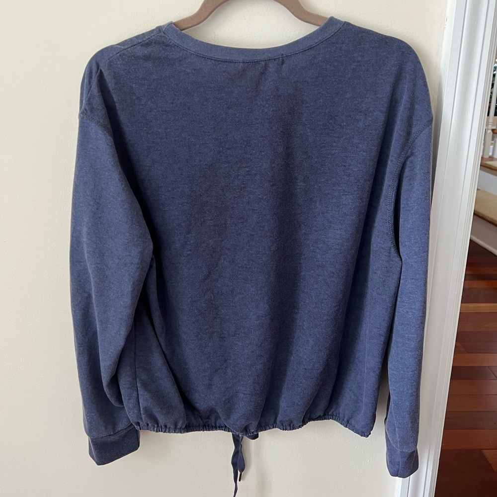 Women’s Navy Blue White Willow Pullover Sweatshirt with Synched Waist Detail - Picture 4 of 4